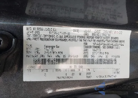 2017 Ford Focus Se z USA, uszkodzony, nr VIN 1FADP3K26HL232194